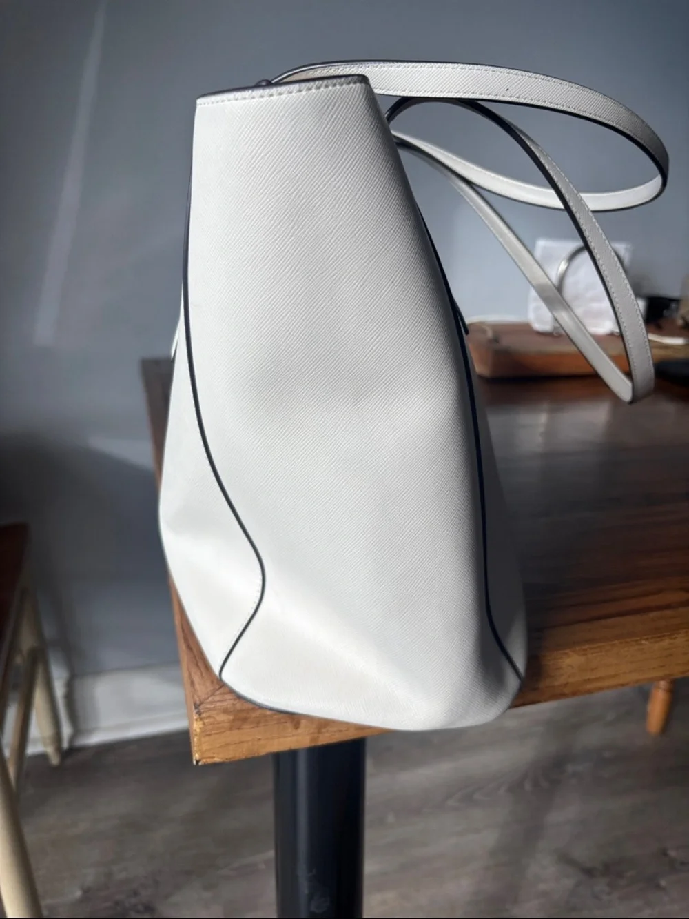 kate spade White Leather Tote with Luggage Tag - Picture 8 of 14